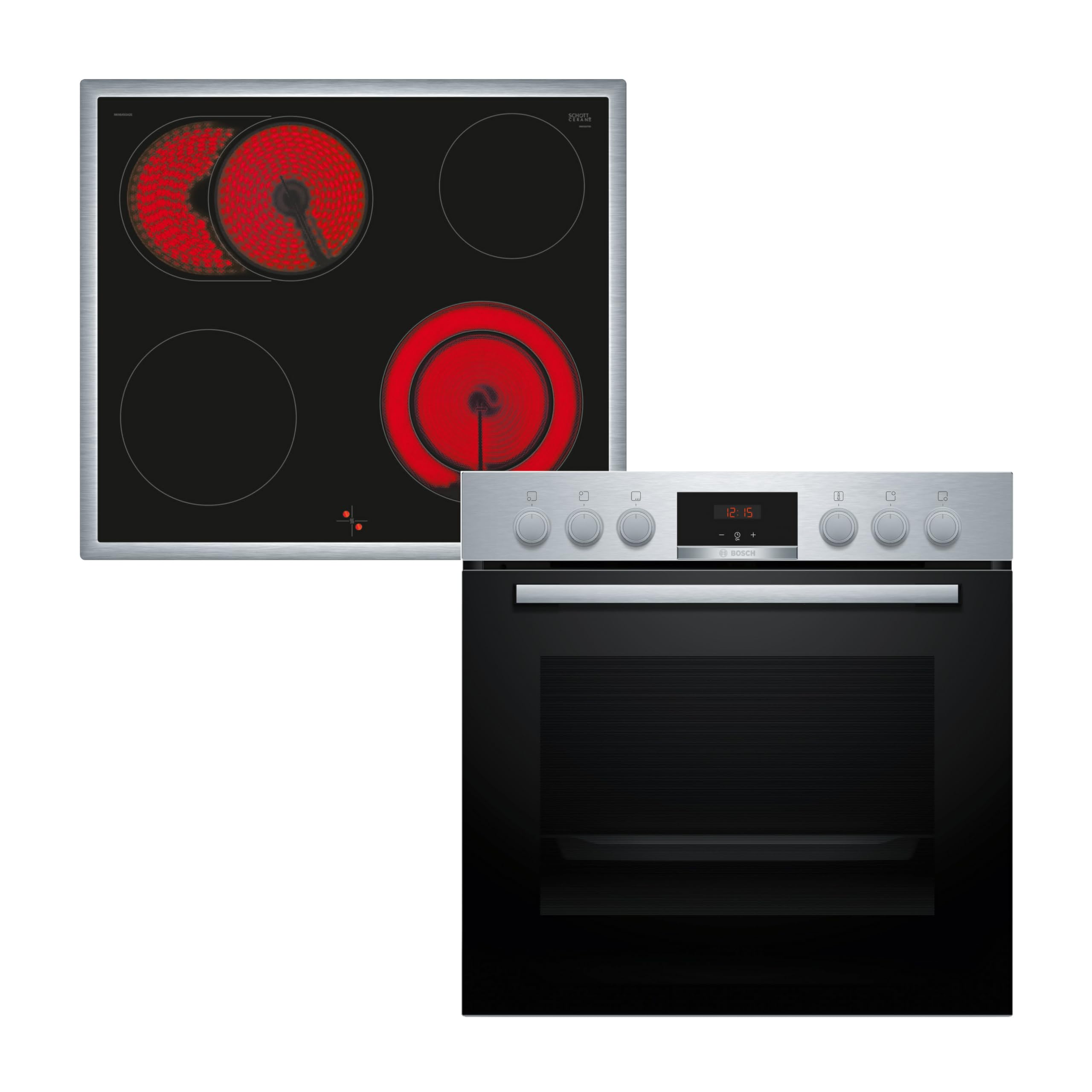 Bosch Serie 4 HND411LS63 Einbau-Herd-Set 60 cm 3D Heißluft Edelstahl Elektro-Kochfeld NKN645GA2E
