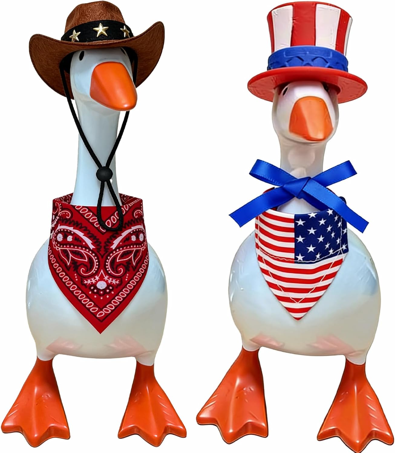 7 Inch Desktop Goose Outfit Set - Cowboy & Patriotic 4th of July Style Hat + Bandana Costume Accessories for 7" Magnetic Goose Statue, Independence Day & Western Decor