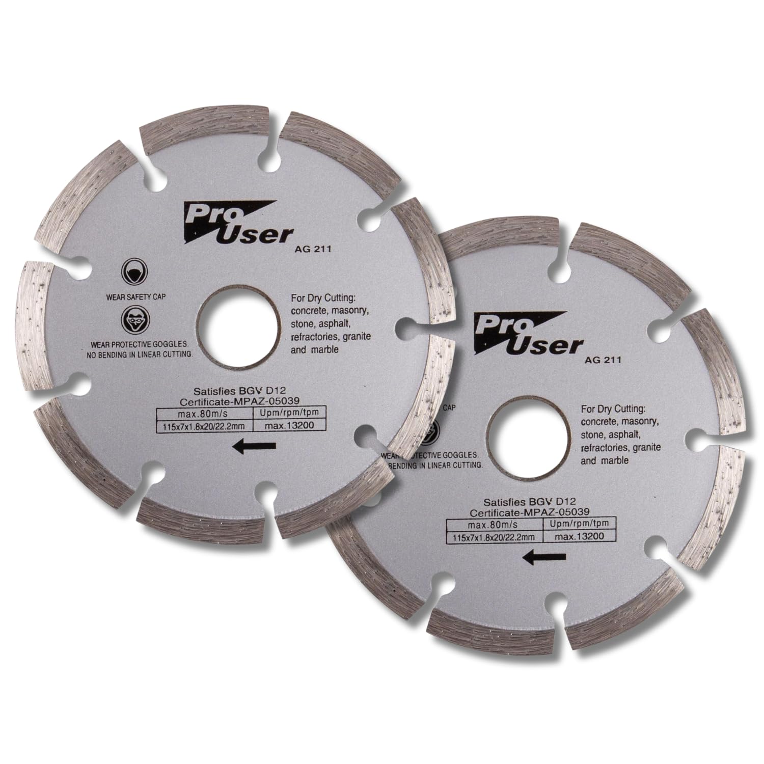 Dunnet Tools Set Of 2 115mm Diamond Cutting Discs For Angle Grinder Masonry Concrete Stone Asphalt Granite Marble 115mm Diamond Cutting Disc Dry Cutting Discs For Angle Grinder Grinding Discs