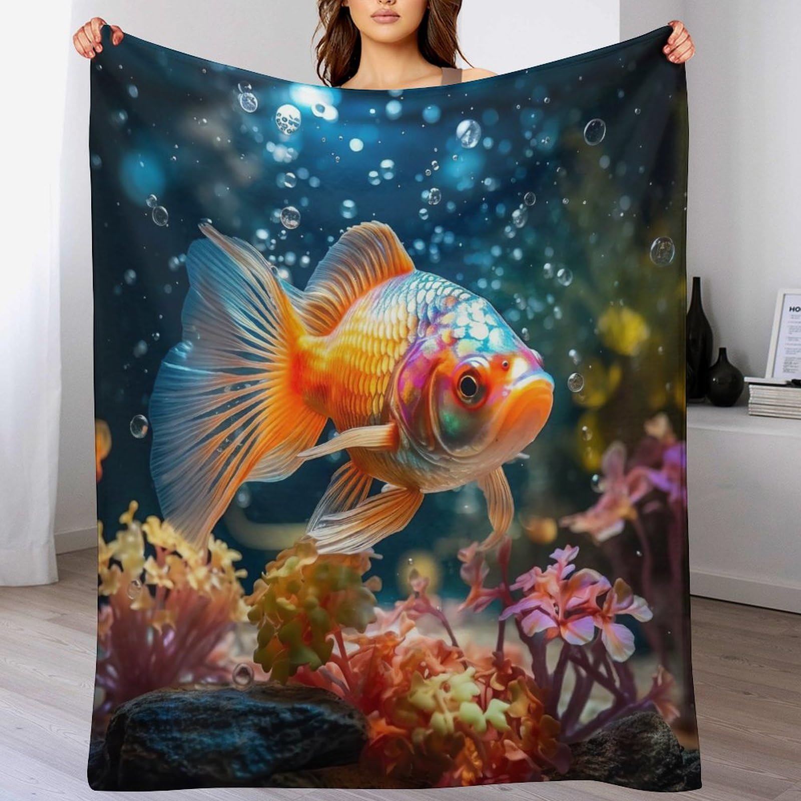 Couverture polaire poisson plaid flanelle canapé jeté de lit doux