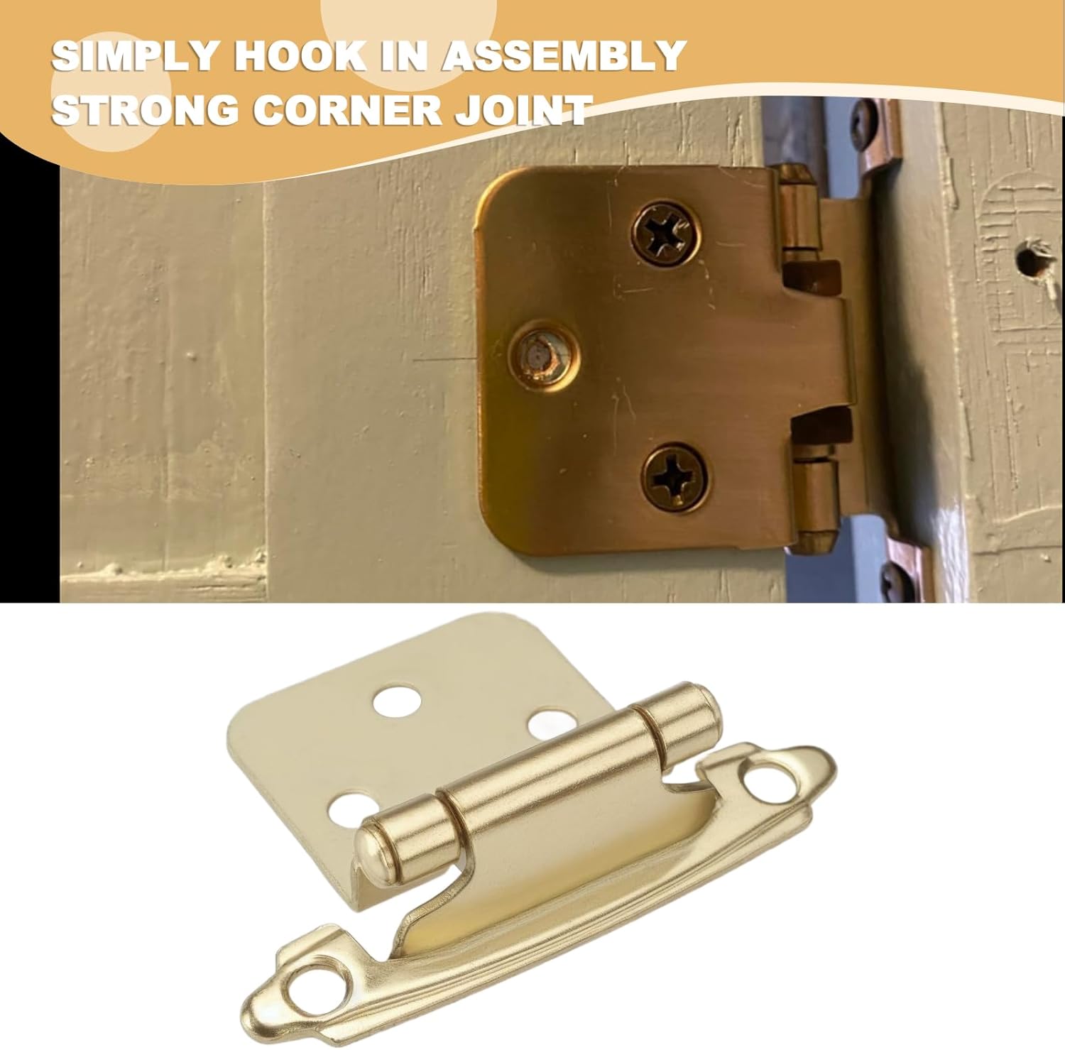 2 Pairs of Cabinet Spring Hinge with Screws Plastic Pellets Double Spring Door Hinge Thick 1.5mm for Kitchens Bathrooms Cabinet Door