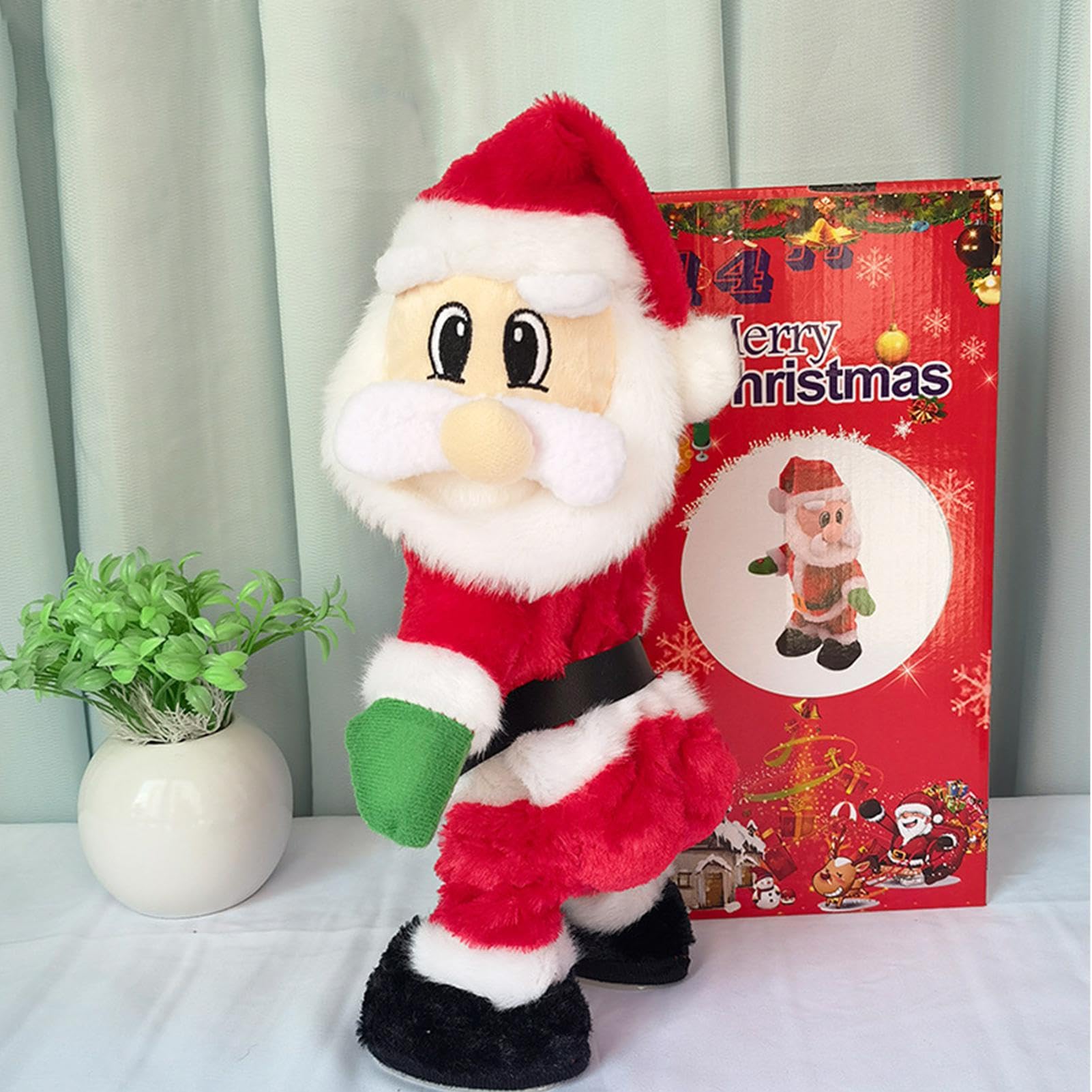 Bonhomme en pain d'épice Qui Danse, Peluche de Noël Qui Parle et Chantant, 32cm Chanson en anglais, avec Fonction d'enregistrement, Dancing Peluche Noël Rougeoyant Cadeaux pour Enfants, Adultes