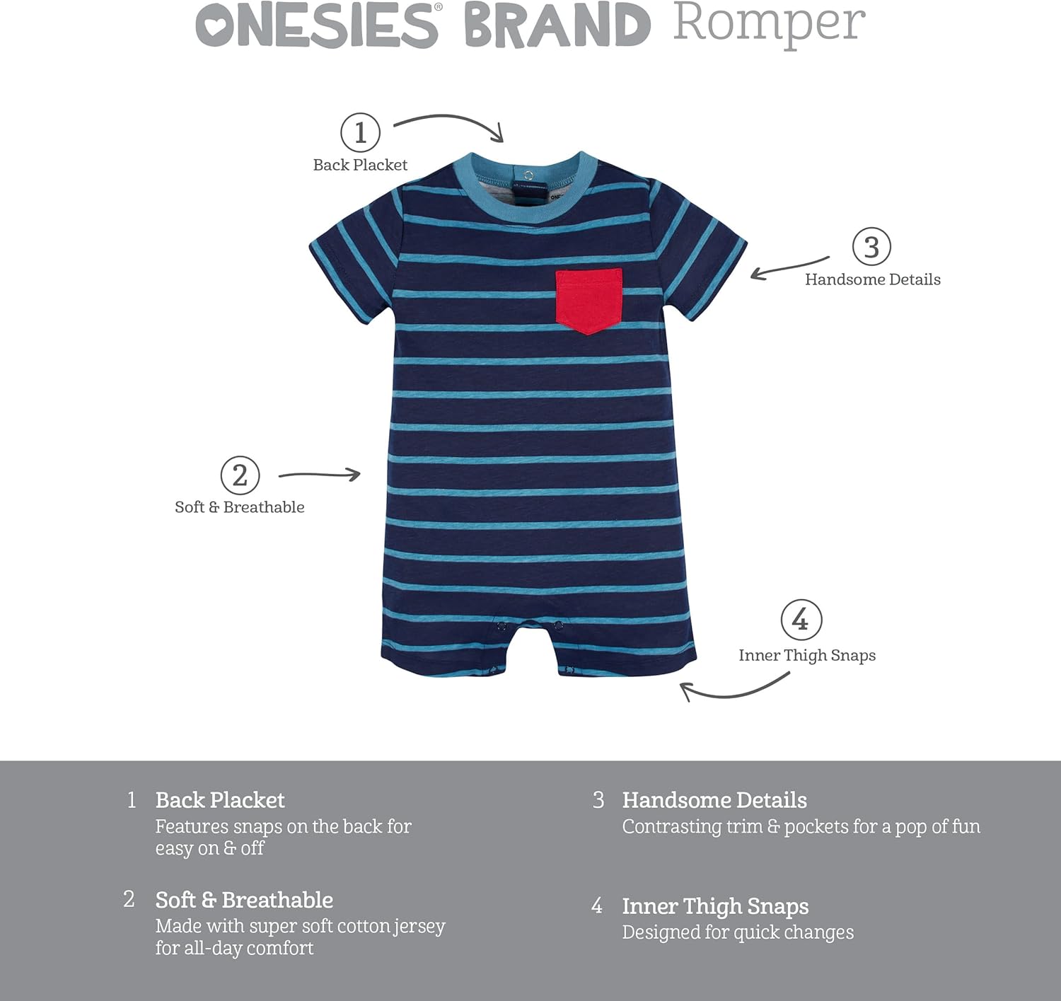 Onesies Brand Baby Boys' 3-pack Romper