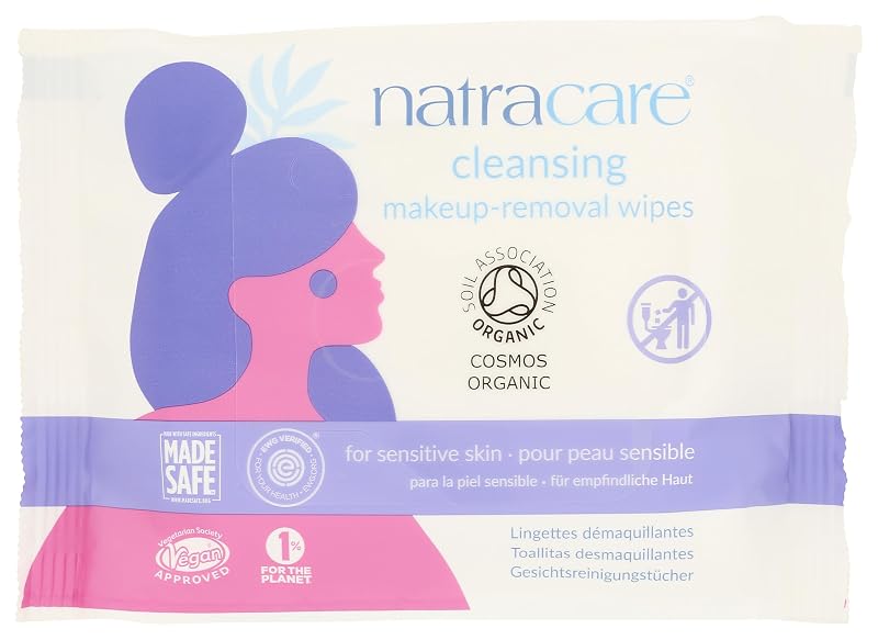 natracare Lenços de limpeza e remoção de maquiagem para pele sensível, 20 unidades