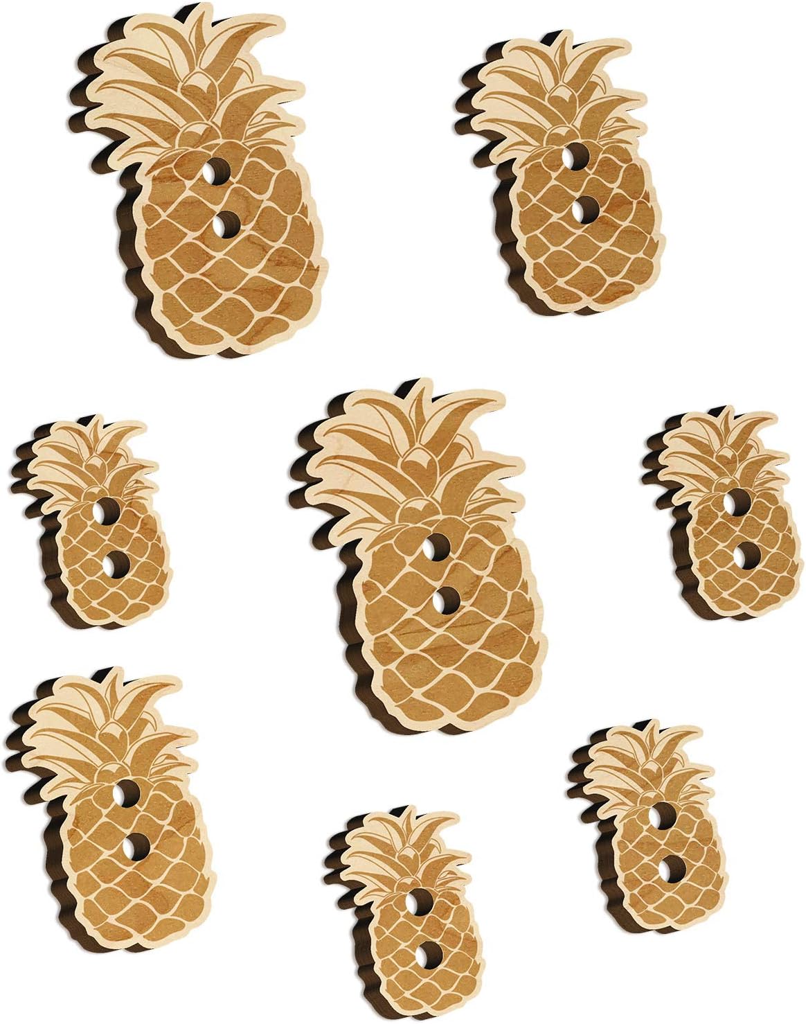 Pineapple Fruit Drawing Wood Buttons for Sewing Knitting Crochet DIY Craft - Large 1.25 Inch (5pcs)