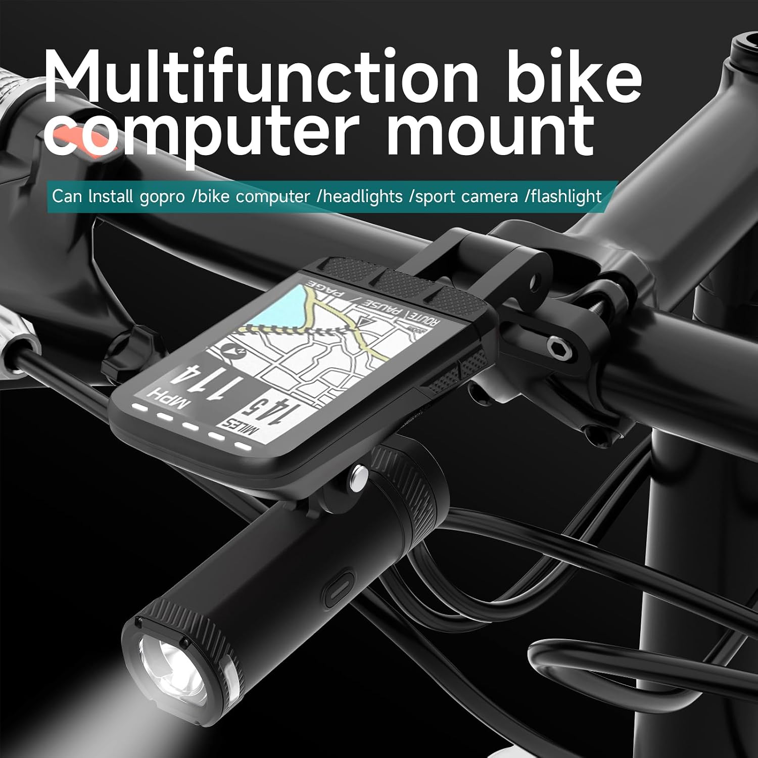 Out Front Mount for Garmin,Garmin Out Front Bike Mount Fit Up to 32mm Center Stem Bolts,Securely Mounts Wahoo,Bryton,Cateye Bike GPS,GoPro Full Range,Horn & Lights,Great for Road/Mountain Rider