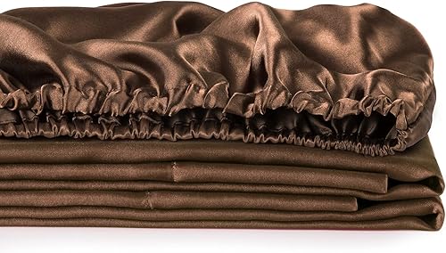 Miniatura 10 de Sábana bajera de satén, sábana bajera tamaño King, 1 pieza ultra suave con bolsillo profundo de seda, tamaño King, color verde azulado