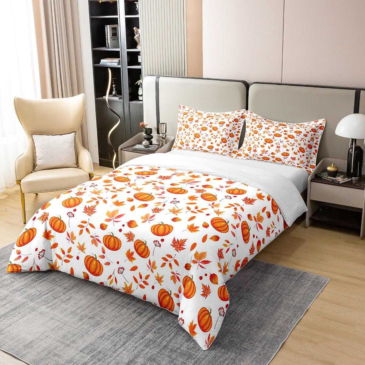 Parure De Lit Halloween Corbeau Crâne 220x240cm - Housse De Couette Coton, 3 Pièces, Décor Horreur - 8