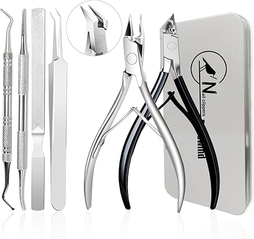 Cortaúñas de hoja recta para uñas encarnadas y gruesas, cortaúñas de hoja recta para eliminación de uñas encarnadas y gruesas, incluye pinzas, lima