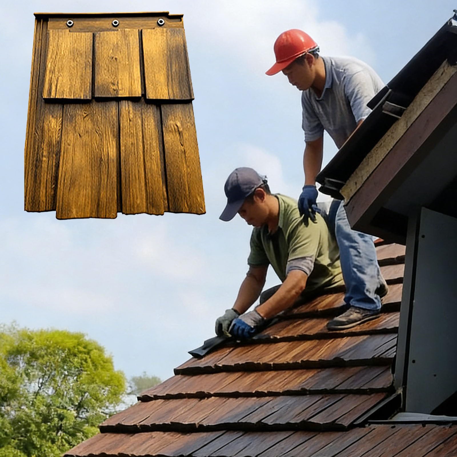 Tejas de tejas para techos al aire libre, tejas de madera compuesta de gran superficie, reparación y decoración de techos, instalación flexible de bricolaje, paquete de 15