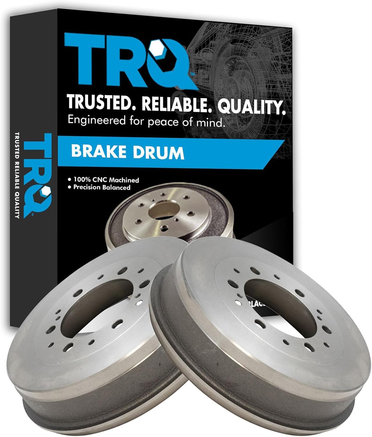 TRQ Rear Brake Drum Set for 2005-2023 Toyota Tacoma - Direct Fit Driver & Passenger Side Pair