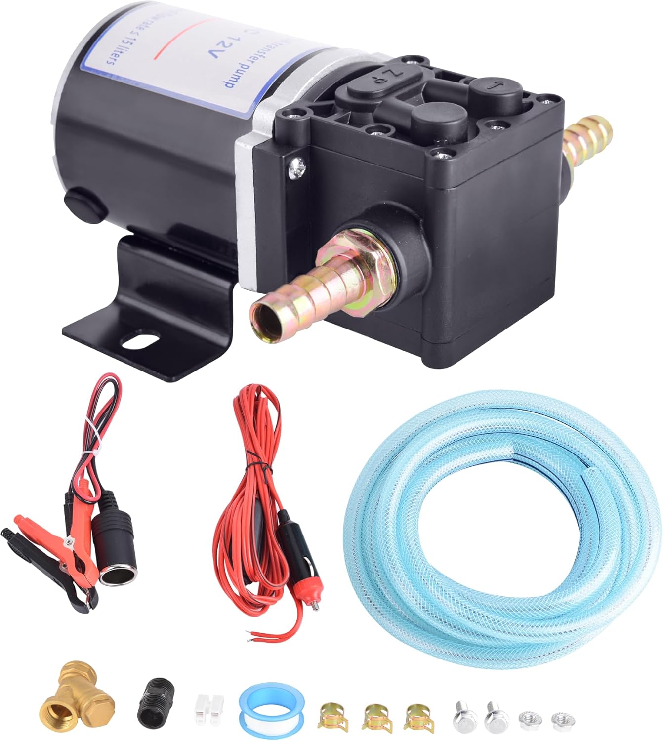 Fuel Transfer Pump Assembly, 12V Electric Fuel Transfer Pump, High Performance Siphon Pump for Pumping Gasoline, Diesel, Kerosene, Water and Liquids