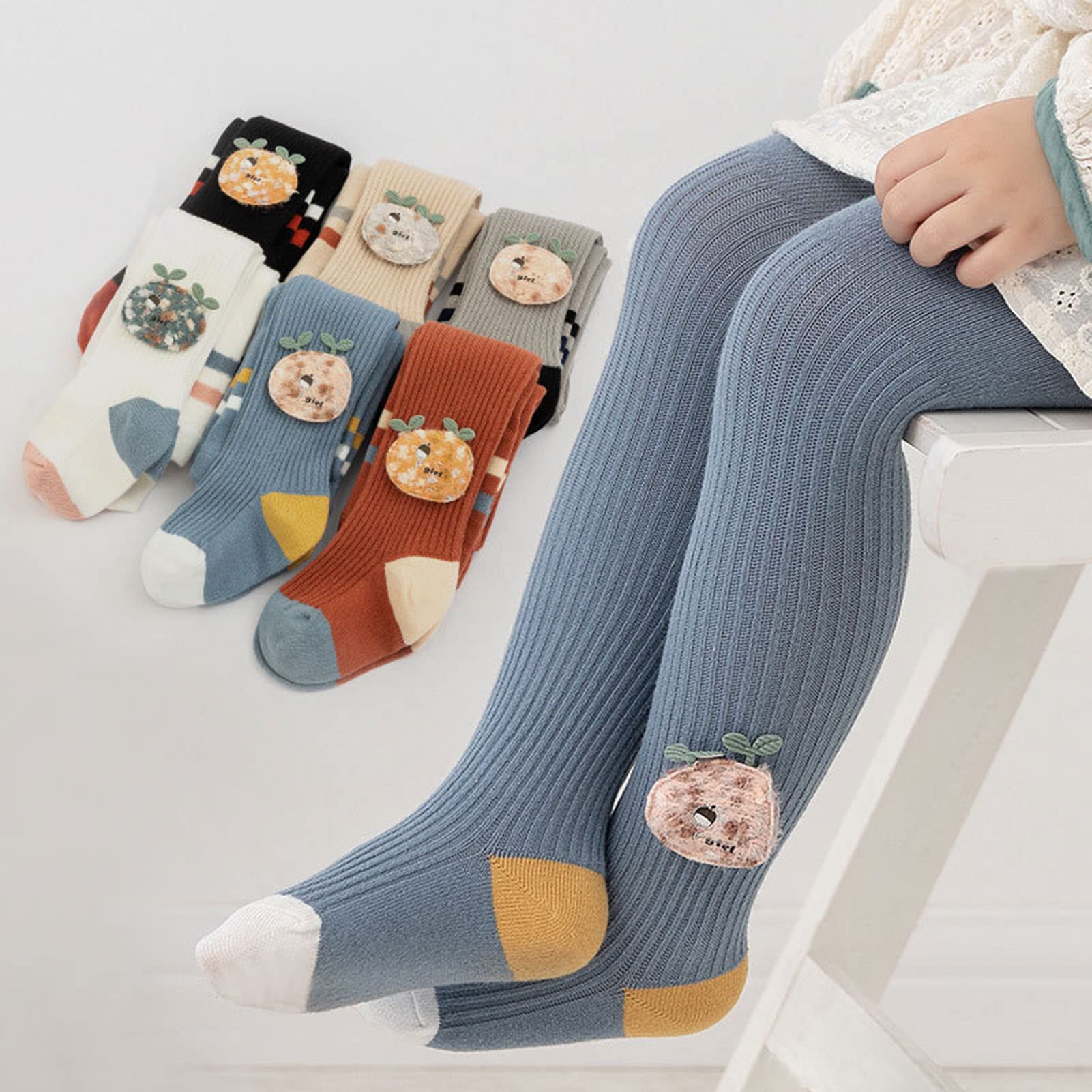 Mallas De Algodón Para Niña, Medias De Pantimedias Con Legging Para Niños, Punto Acogedor Pantys Con Patrón Lindo, Respirable Primavera Otoño Medias Para 1-7 Años