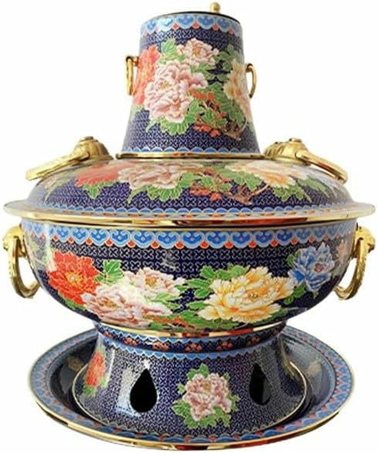 中国北京七宝焼 景泰蓝 銅鍋しゃぶしゃぶ火鍋美術品 1-2人