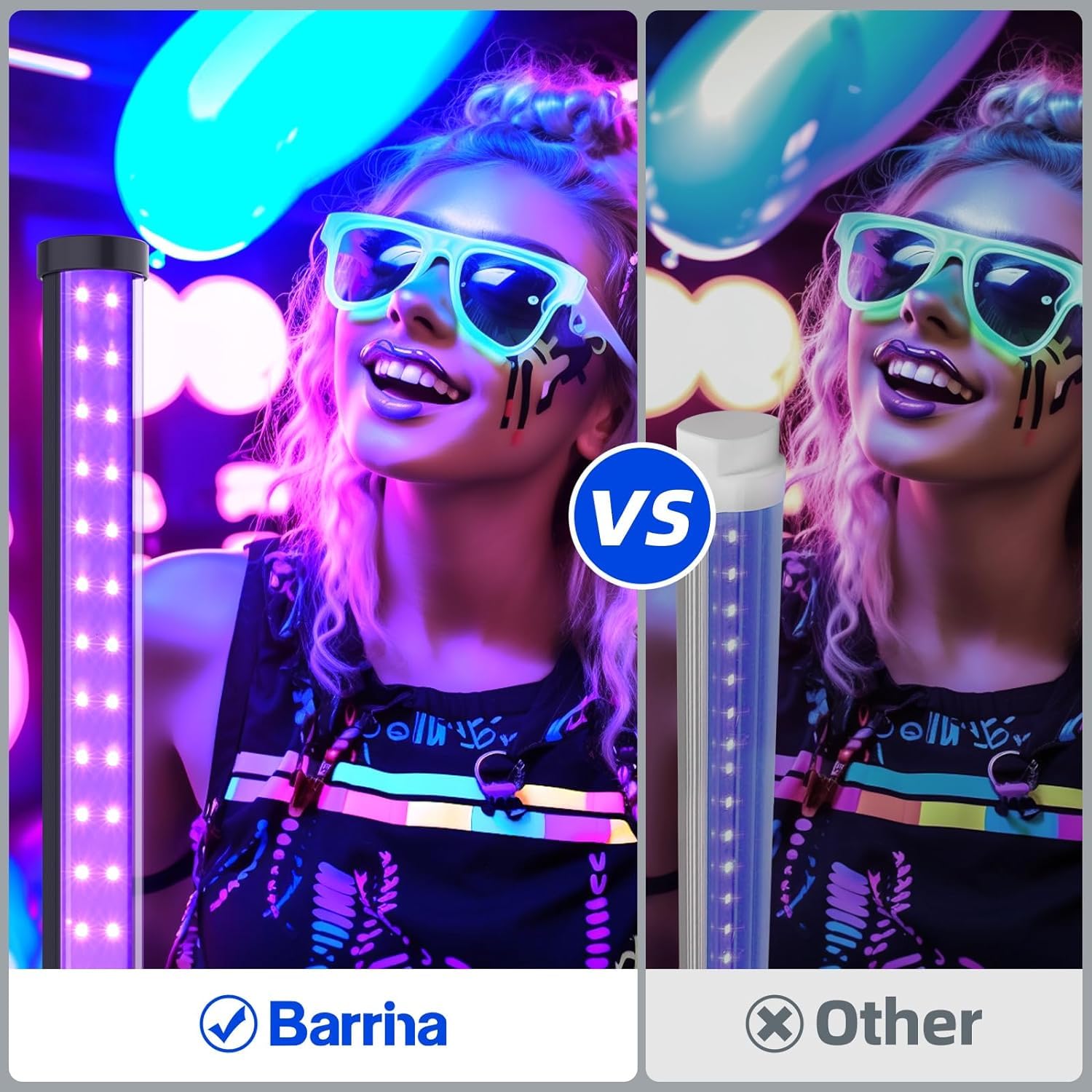 Barrina Luz UV LED para fiestas, T10 vertical de pie UV de luz negra, 42 W, 385-400 nm, 4 pies/120 cm de altura con interruptor de encendido/apagado y trípode de pie para Halloween, póster