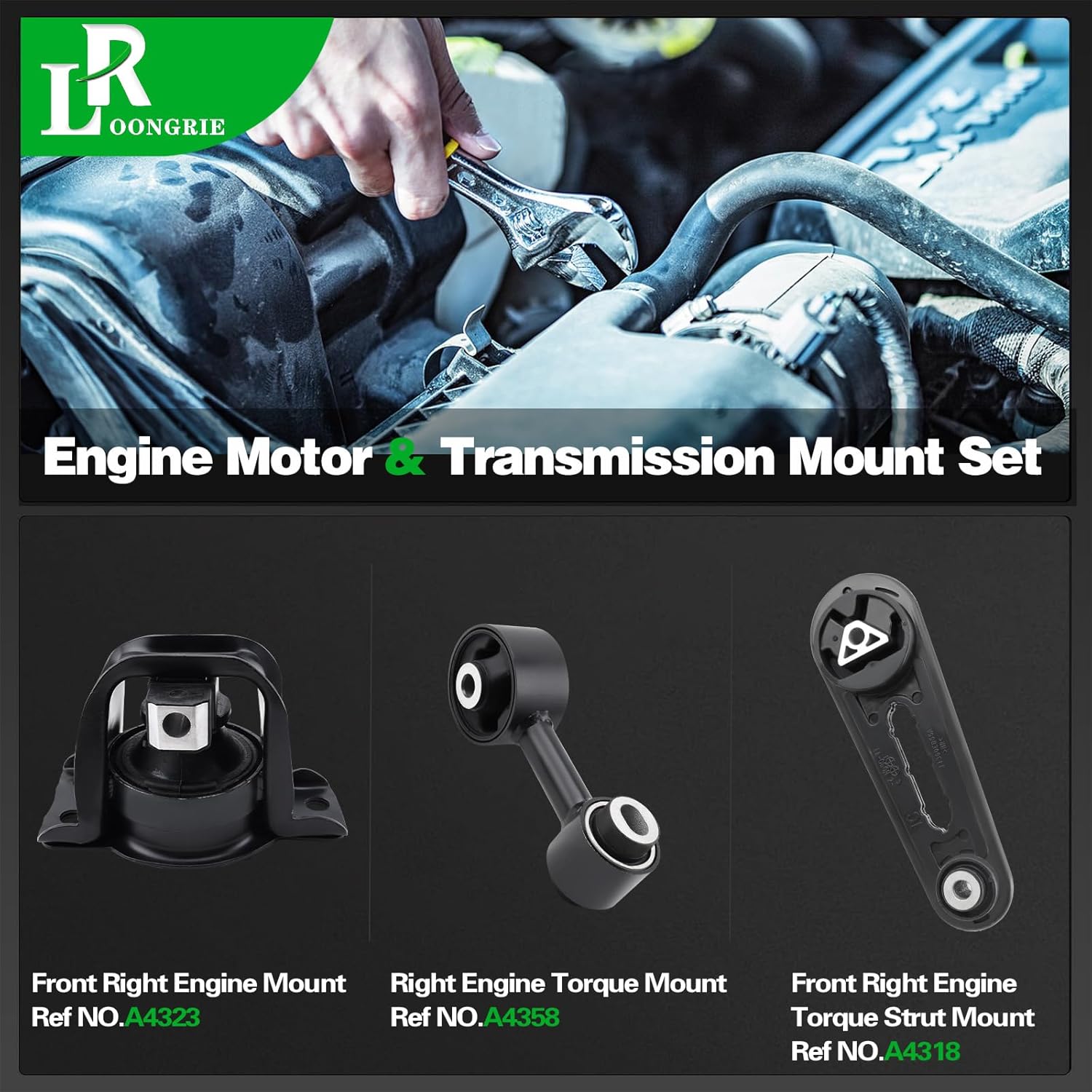 Engine Motor and Transmission Mount Kit Compatible with Cube 2009-2014 NV200 2013-2021 TIIDA 2007-2018 Versa 2007-2012, OE A4323 A4318 A4358