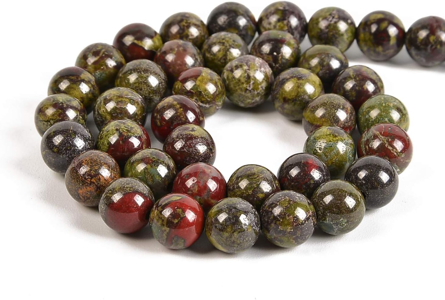 45pcs 8mm Natural Dragon Blood Jasper Gemstone Round Spacer Loose Stone Beads for Jewelry Making 15.5" 1 Strand (Dragon Blood Jasper, 8mm 45Beads) - Image 2