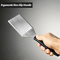 Vista 8 de Espátula pequeña para sartén de hierro fundido, mango de silicona de tang completo, resistente al calor, volteador comercial de grado pesado