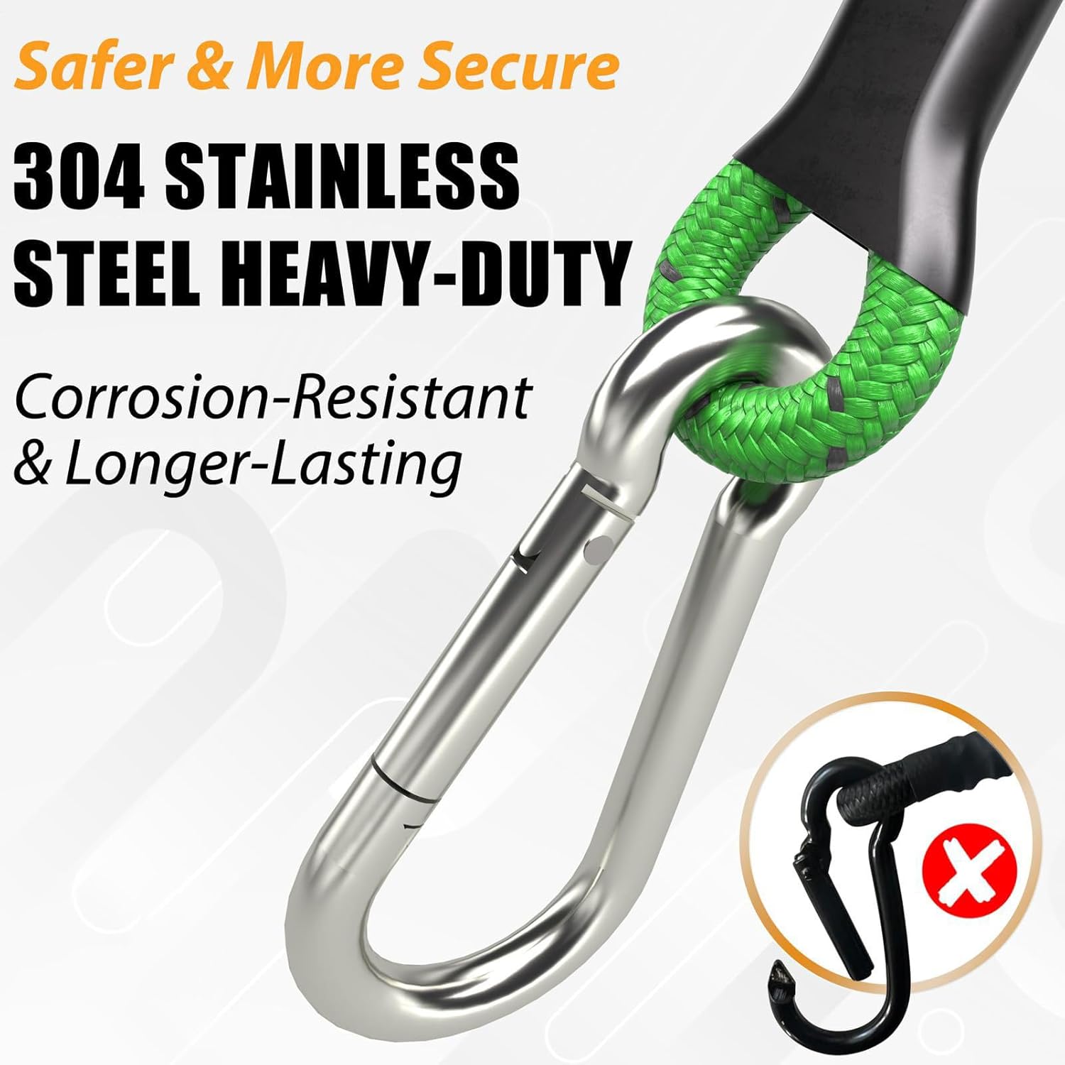 Stretchable Hook Bands - Heavy Duty Elastic Cord, Reinforced Latex Grip with Firm Hold, Polyester Rope with Flexible Support, Cargo Tool Portable Design, Moving Straps for Bike, Rack, Tarps
