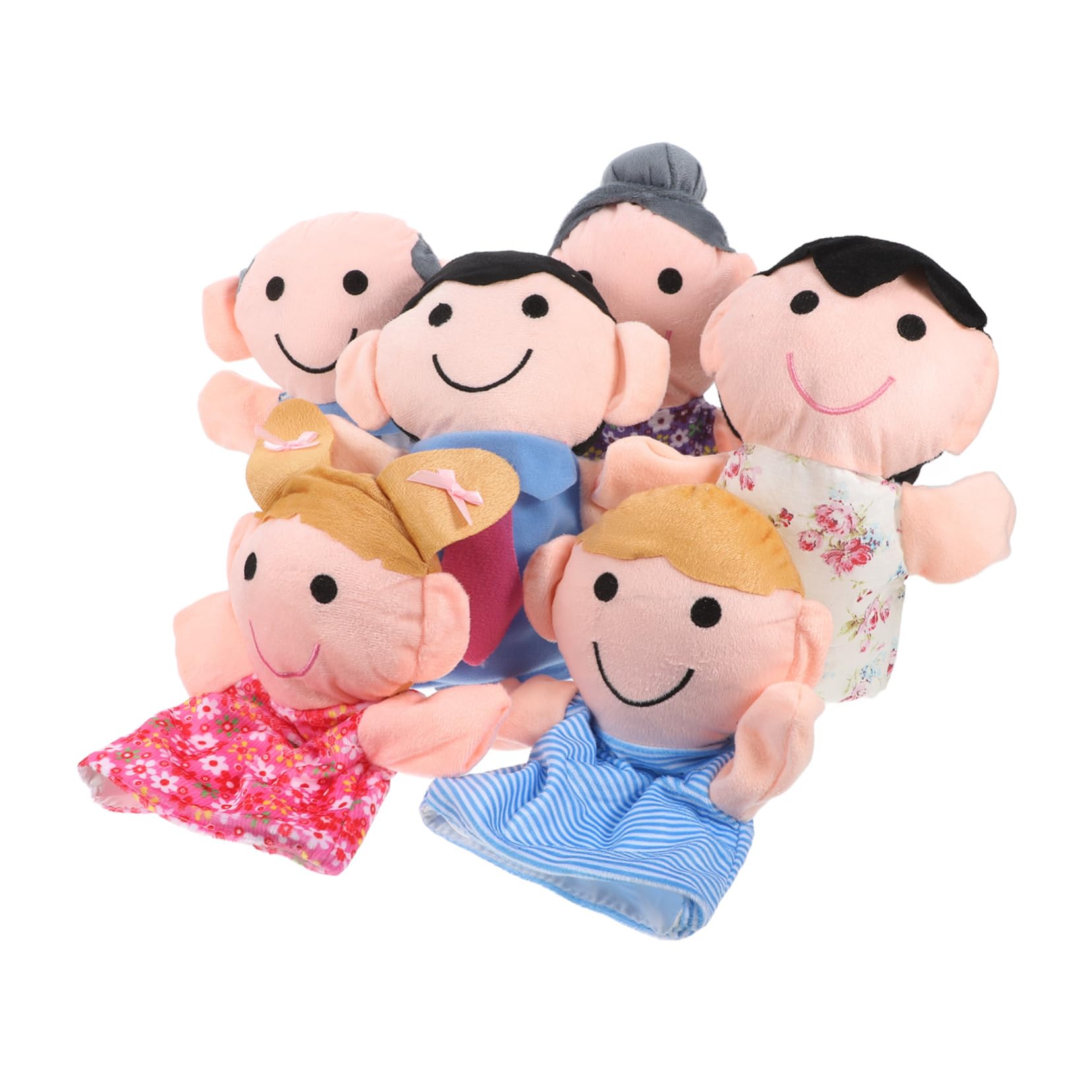 6 Marionetas de Mano Familiares para Niños Pequeños Varios Estilos Tela Ligera, Diseño Creativo Set de 6 Piezas Varios Estilos y Uso en Fiestas o Interacción Familiar
