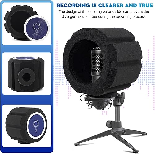 Miniatura 2 de Facmogu Filtro de espuma para parabrisas de micrófono grande, filtro de protección contra el viento, filtro acústico con esponja gruesa para