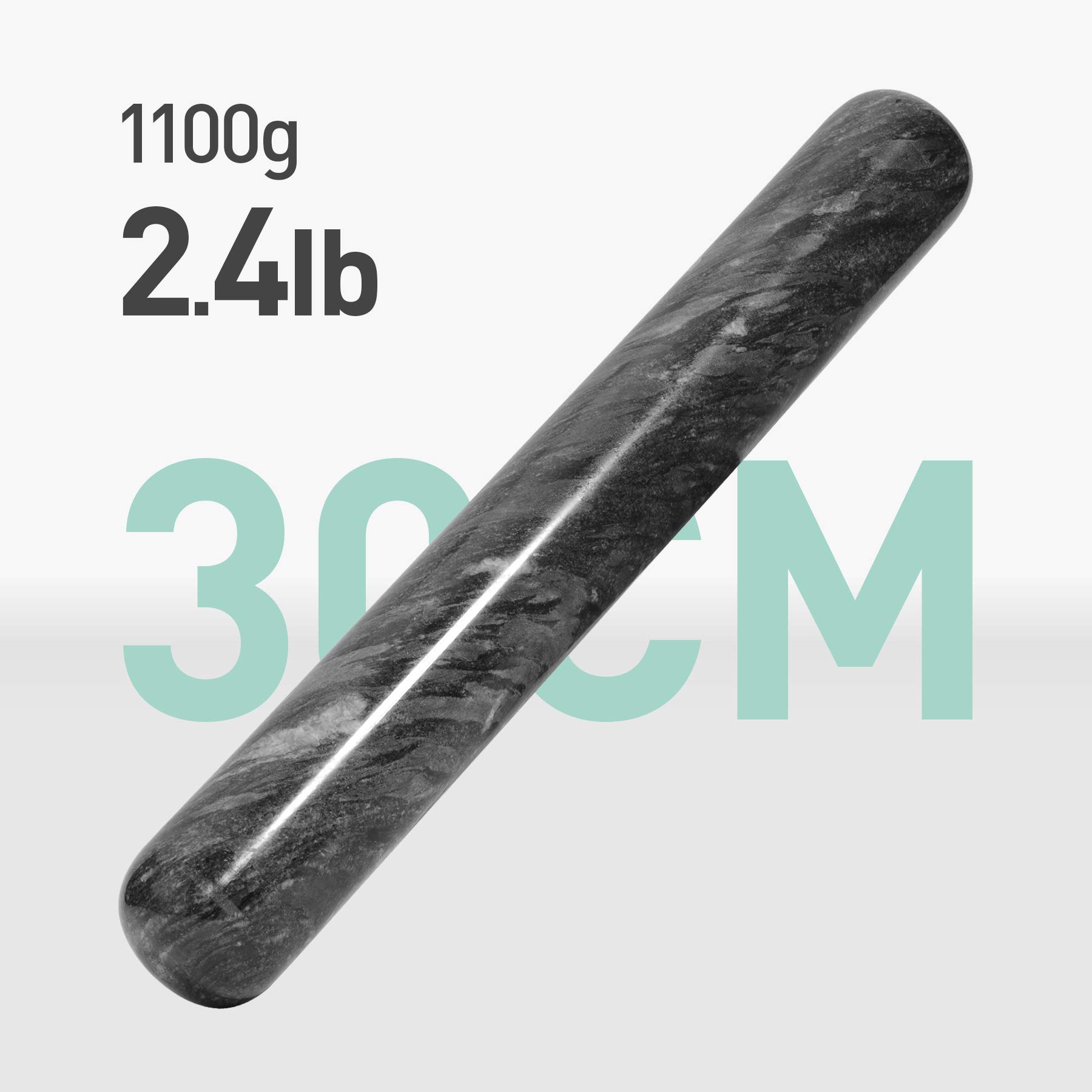 ComSaf Rouleau à pâtisserie antiadhésif noir, rouleau à pâtisserie en marbre comme accessoire de cuisson Stable et durable pour fondant, pizza, gâteaux, pâte à pâtes et pâte brisée