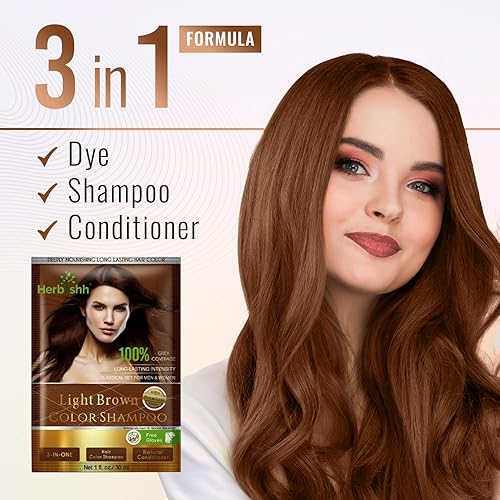 Miniatura 5 de Herbishh Champú de color para cabello gris  Champú de tinte natural para el cabello con máscara de argán  Tamaño de viaje  Colores de cabello en