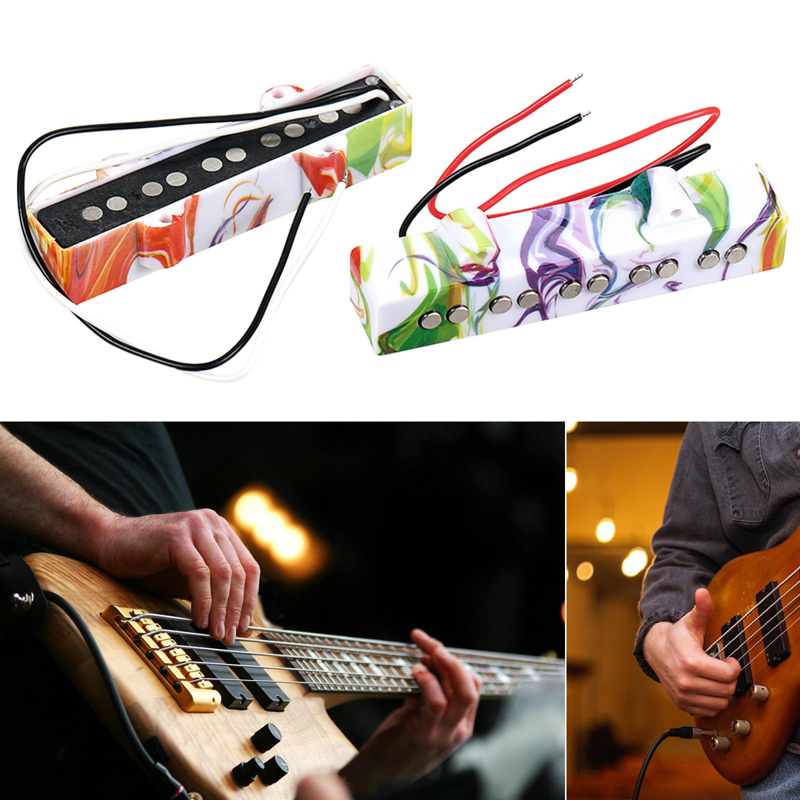 Zestaw zastępczy do 5-strunowej gitary basowej Alnico magnesy woskowe eliminacja doniczek kolorowe pokrowce gitara basowa ulepszenie przetwornika artystyczny design akcesoria do odbioru