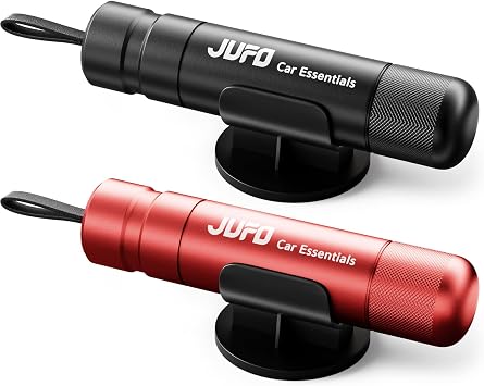 Pro 2 x Car Safety Hammer Escape Tools & Seatbelt Cutters, Black/Red