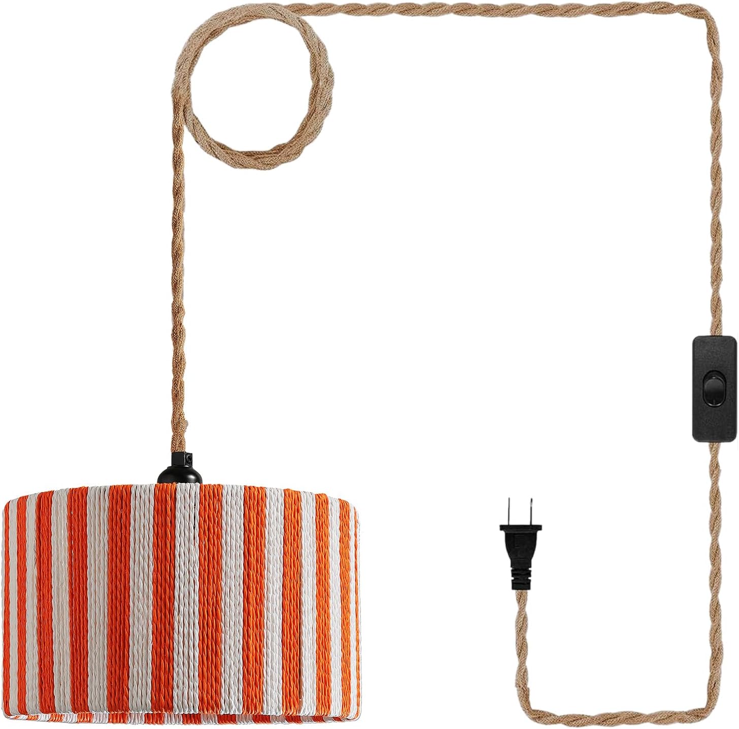 Rattan Pendant Light Plug in: Boho Hanging Lamp Plug in Boho Pendant Light Fixture for Living Room, Bedroom, Dining Room,Kitchen, E26 No Bulb