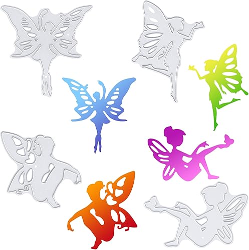 GLOBLELAND 4 piezas de metal de hada mujer corte troqueles elfo mujer plantilla para bricolaje álbum de recortes decorativo boda invitación