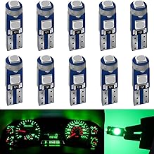 10pcs T5 W3W 2721 27 37 286 LED Bulb PC74 12V 20LM 0.7W 3SMD 3030 Chip for Car Interior Lights Dashboard Replacement Lamp Auto Tool (Green)