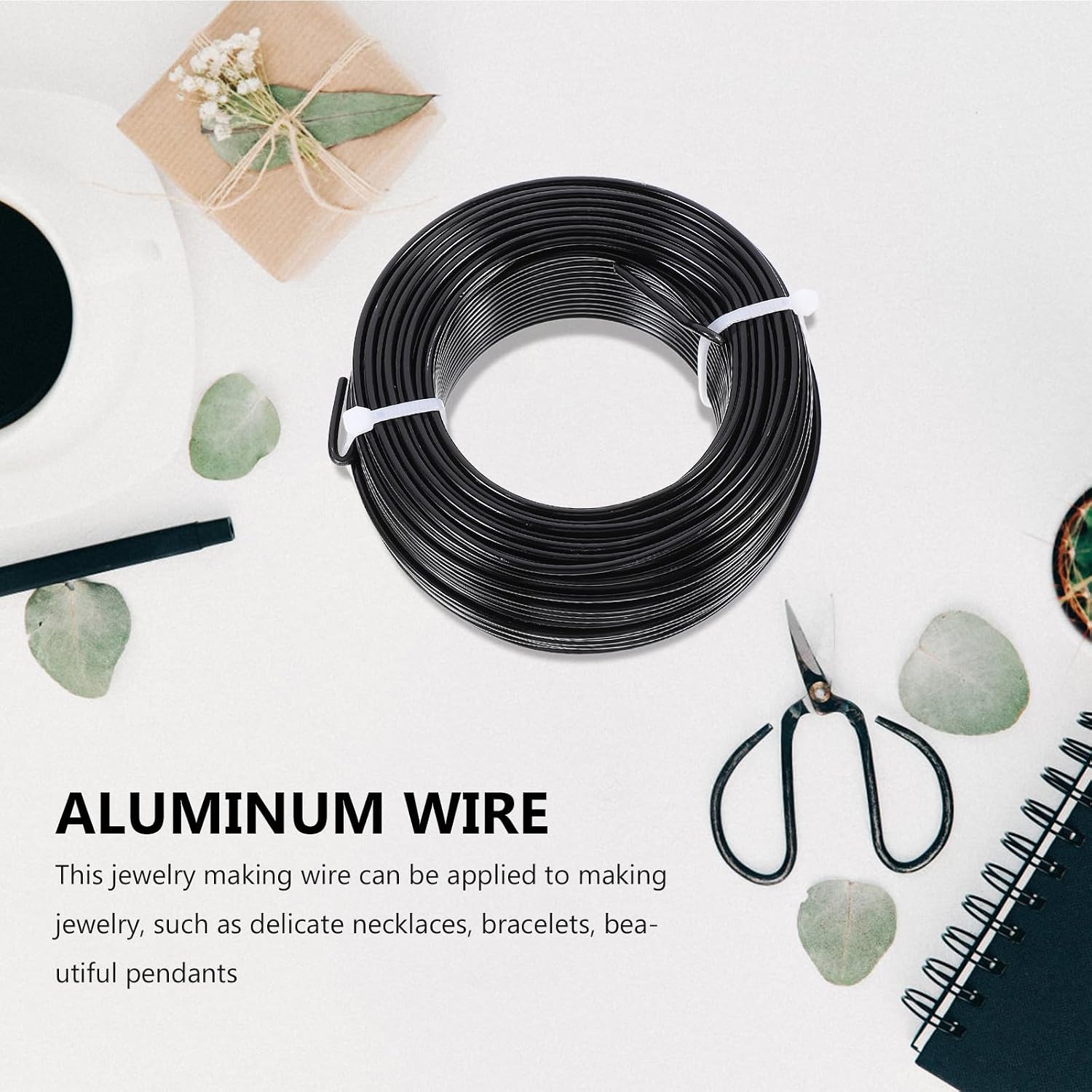 Holibanna 3Mm Black Aluminum Wire Jewelry Beading Wire DIY Craft and Bracelet Making Supplies
