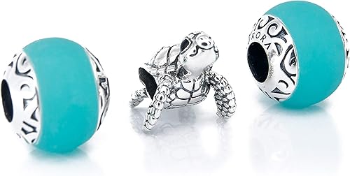 Miniatura 7 de Perla de cristal de mar turquesa, cristal de Murano maorí y plata esterlina Charm Bead S925, colgante azul turquesa turquesa, verano vacaciones