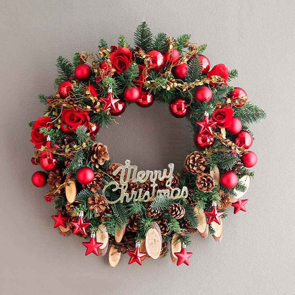 Wieniec bożonarodzeniowy, wień na drzwi Wieniec rattanowy Impreza świąteczna Home Decor Tree Świąteczna wystawa róż z szyszkami 17,7 cala