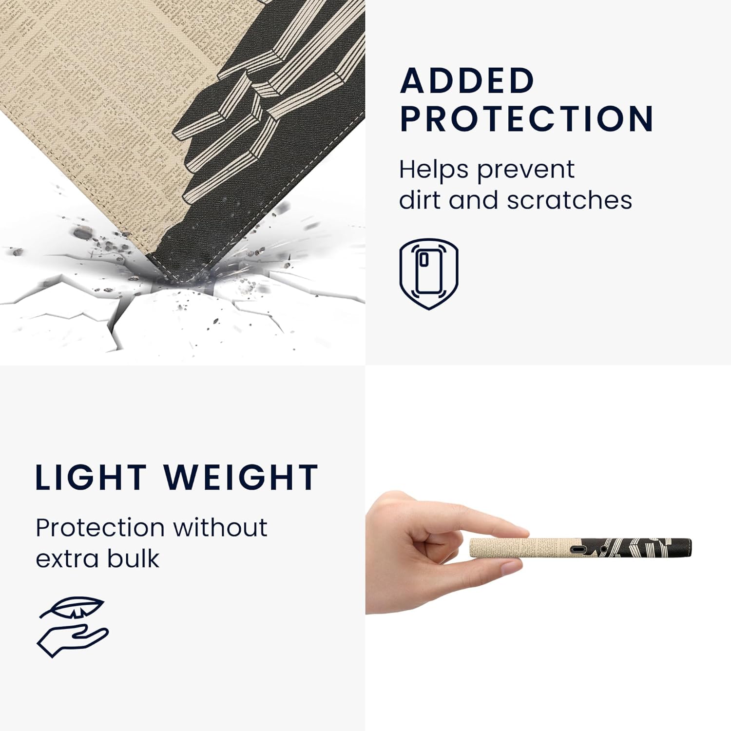 kwmobile Case Compatible with Amazon Kindle Scribe (2022/2024) Case - PU Cover w/Strap - Girl and Books Black/Beige