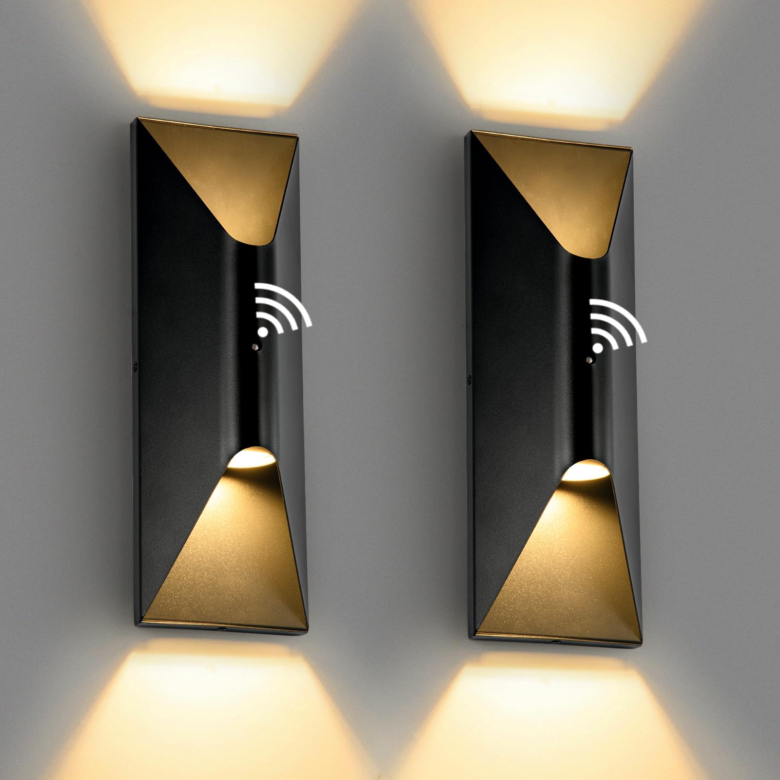 Dusk to Dawn Outdoor Wall Light Fixtures 2 Pack 15 Up and Down Waterproof Exterior Wall Sconce Replaceable