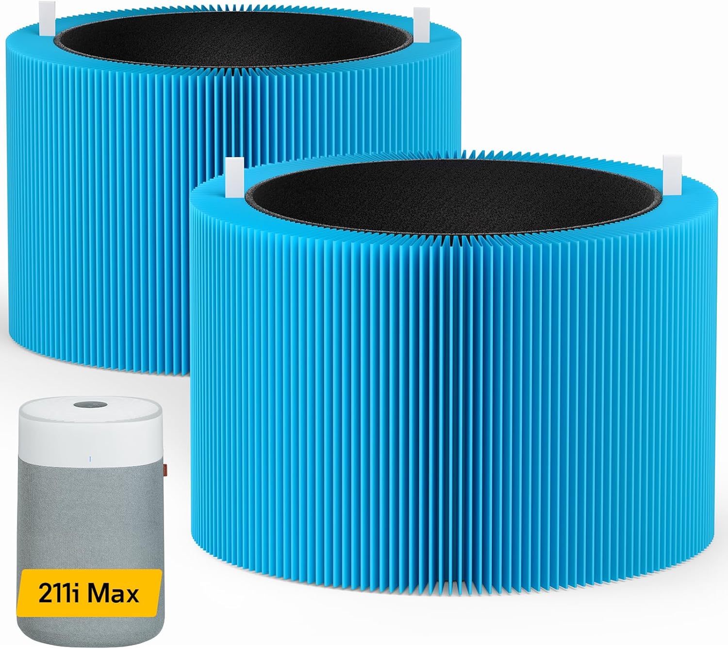 Product image of Blue Pure 211i Max AllergenBlock Filter Replacement Compatible with Blueair 211i Max Air Purifier, High Filtration Rate & Activated Carbon Filters, (Blue Pure F2MAX Filter), 2 Pack