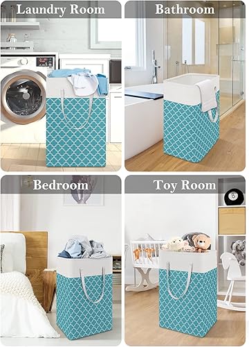 Miniatura 5 de HomeHacks Cestas de lavandería con asas largas, cesta de ropa plegable impermeable, cesta de ropa alta duradera, cesta de ropa para dormitorio,