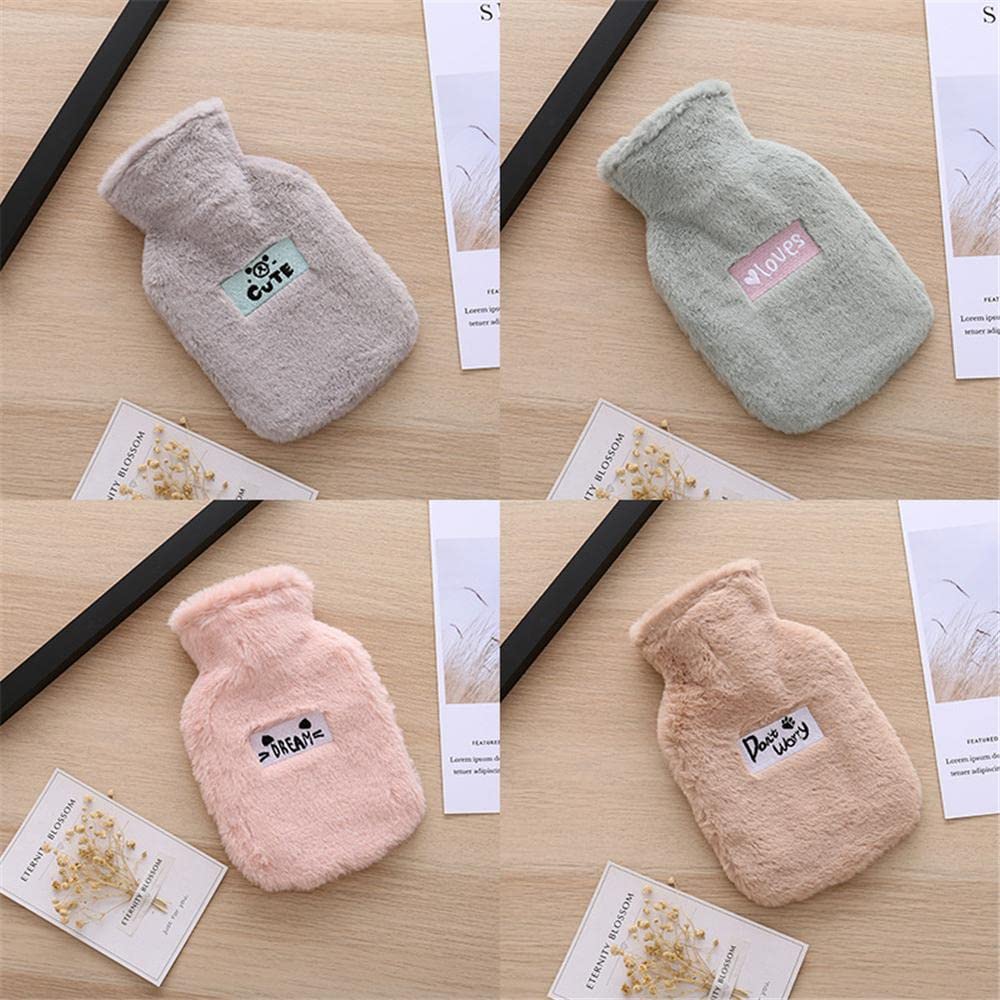 Borsa per acqua calda con coperchio in peluche a forma di lettera da 500 ml in gomma per alleviare il dolore, mano-piedi più caldo regalo per donne e ragazze - Mix - 4 pezzi
