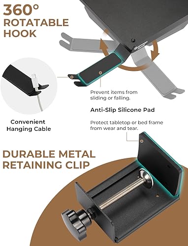 Miniatura 3 de yamagahome Estante de patas de escritorio con abrazadera, estante de extensión de escritorio de 13 x 8 pulgadas, estante debajo del escritorio o