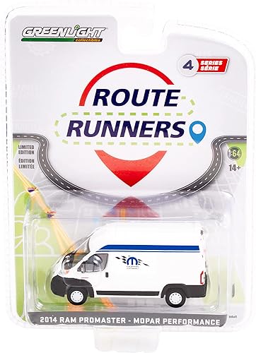 Greenlight Greenlight 53040 A, 53040A - Furgoneta ProMaster coleccionable 2014 con rayas azules, serie 4 1/64, modelo de auto fundido a troquel