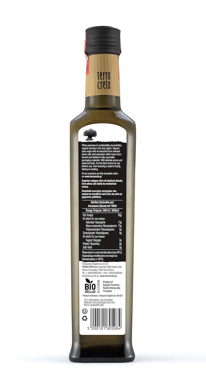 Terra Creta Estate organic extra virgin olive oil 500ml Greece