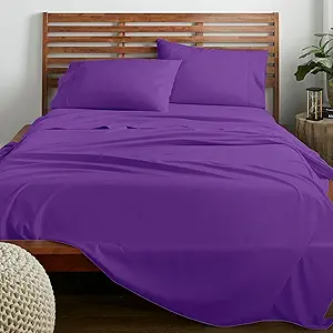 American Home Collection Twin Size Sheet Set - 16-Inch Deep Pocket - Ultra Soft Microfiber Bed Sheets - Breathable, Wrinkle Free, Easy Care - Oeko-Tex Certified (Twin, Purple)