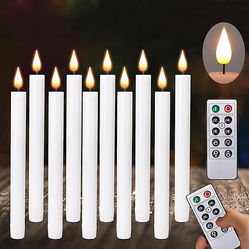 SunFunUSA Velas LED sin llama con temporizador remoto, funciona con pilas, luces parpadeantes de 9.6 pulgadas para ventana, luz ámbar cálida