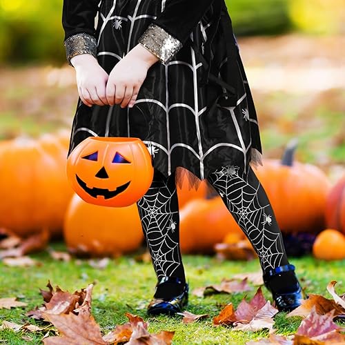 Miniatura 3 de Jiuguva Disfraz de araña de 2 piezas para niña, vestido de araña de muchos brazos con medias para niños, leggings para niños de 4 a 6 años, fiesta