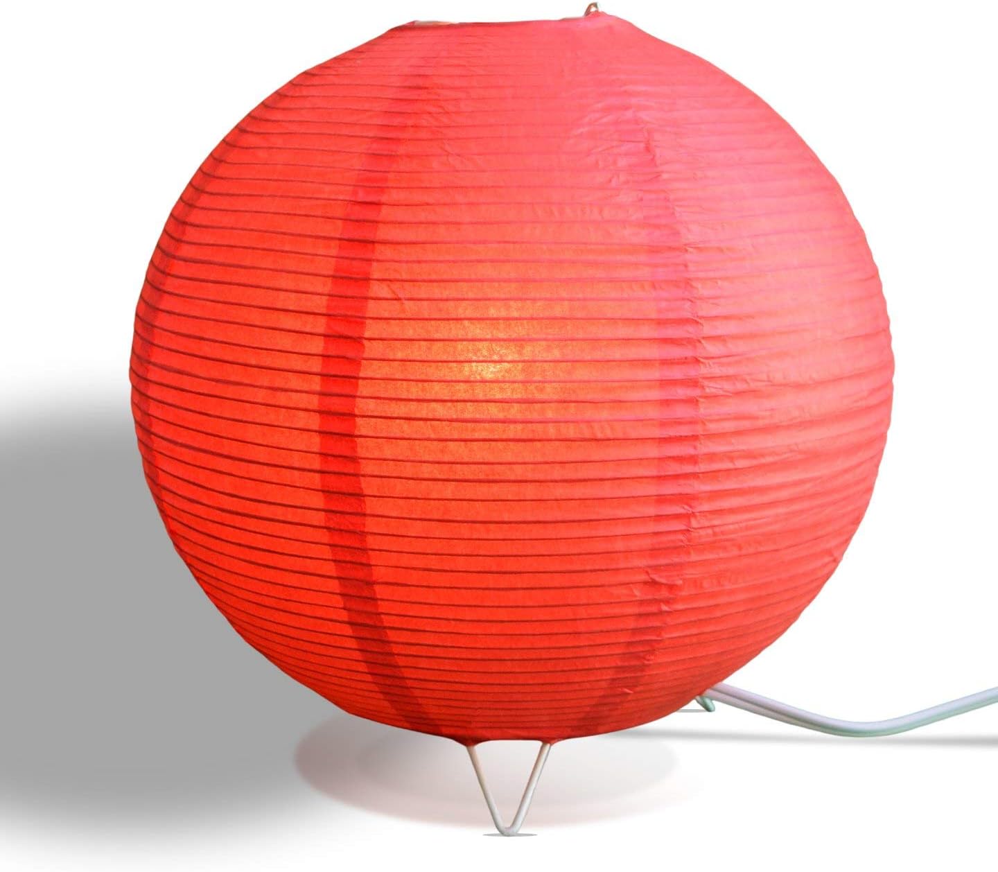 fantado Red Corded Round Table Top Lantern Lamp Kit w/Light Bulb, Fine Lines, Black Cord