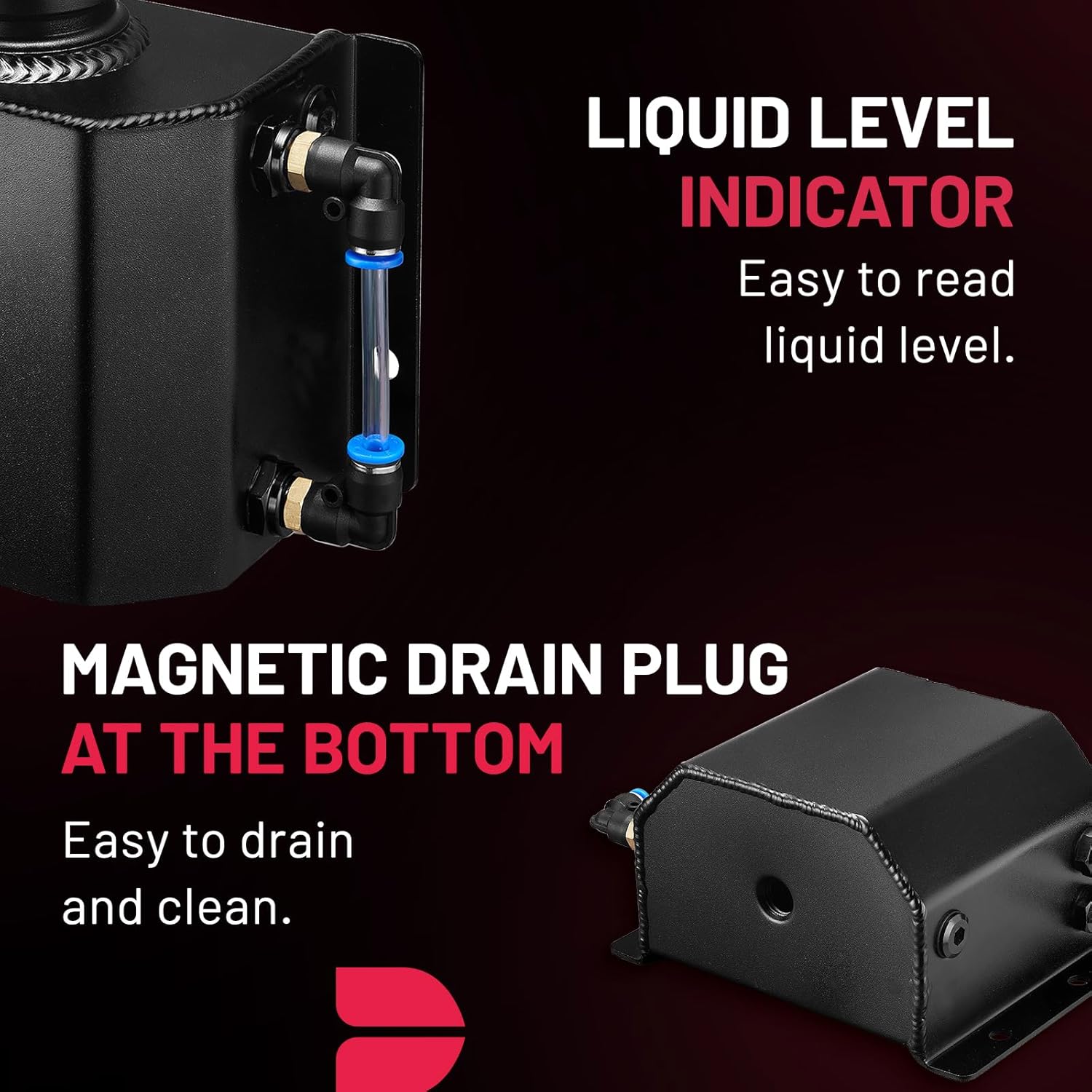 BDFHYK Coolant Overflow Reservoir Tank 1L Expansion Catch Can Universal Radiator Reservoir Polished Aluminum Black