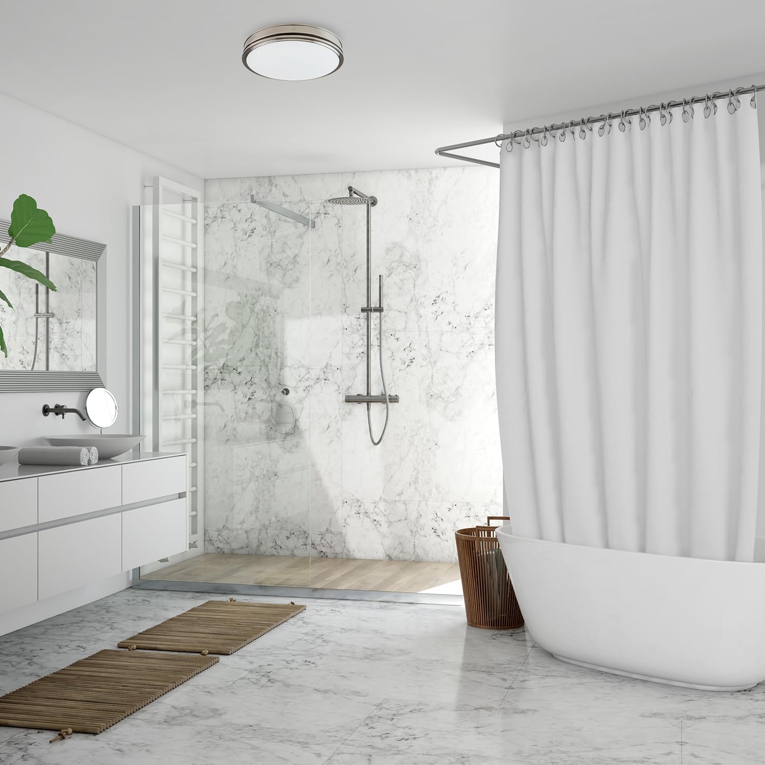 Good Housekeeping 91037 Broadway Decorative 110 CFM 2.0 Sones Bathroom Ventilation Exhaust Fan with Light, Brushed Nickel (LED Bulbs Included)