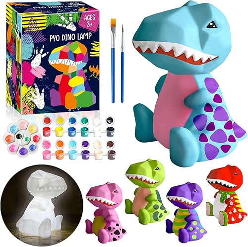 FUNZBO 4.3in Paint Your Own Dinosaur Lamp Kit - Arts